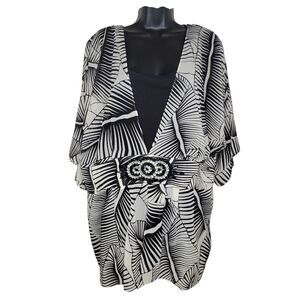 Spirited Randolph Duke Nwt vtg 90s 2 piece palm leaf print blouse top 2x